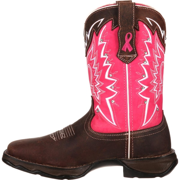 Durango Women's Western Boot, 7 M, Leather, 10 in H, Dark Brown/Pink - RD3557