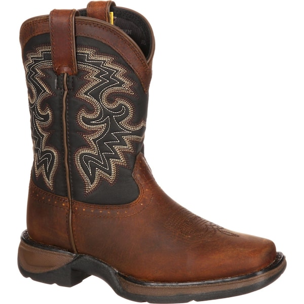 Durango Kids Western Boot, 8 M, Leather, 8 in H, Tan Black - DWBT048
