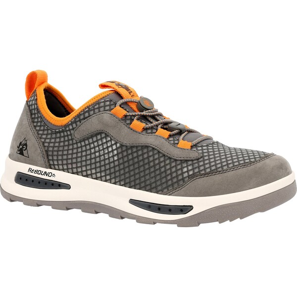 Rocky Outdoor Shoe, 8.5 M, Leather, 4 in H, Grey Orange - RKS0647