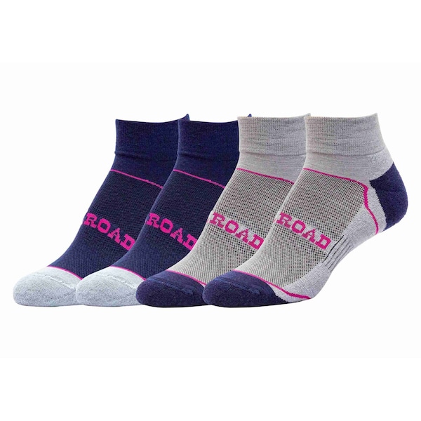 Railroad Sock Outdoor Quarter Socks, Size 5-10 W/4-7.5 M, Grey/Pink, 2PK - OD291QUP