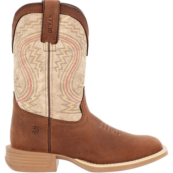 Durango Kids Western Boot, 3.5 M, Leather, 8 in H, Coffee/Bone - DBT0241Y