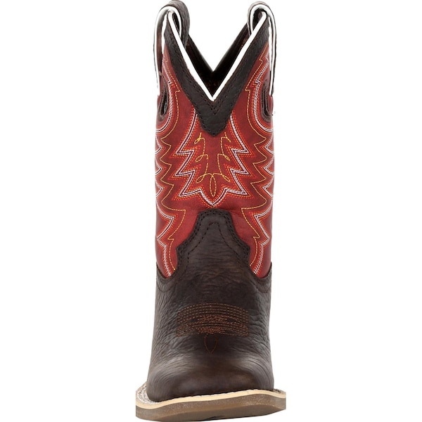 Durango Kids Western Boot, 11 M, Leather, 8 in H, Dark Chestnut/Crimson - DBT0220C