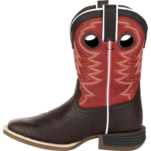 Durango Kids Western Boot, 11 M, Leather, 8 in H, Dark Chestnut/Crimson - DBT0220C