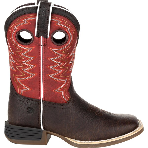Durango Kids Western Boot, 11 M, Leather, 8 in H, Dark Chestnut/Crimson - DBT0220C