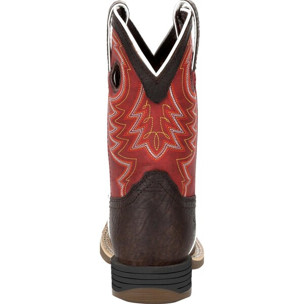 Durango Kids Western Boot, 11 M, Leather, 8 in H, Dark Chestnut/Crimson - DBT0220C