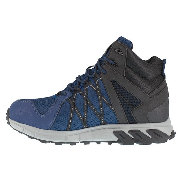 Reebok Men's Athletic High-Top Shoe, Alloy Toe, Leather, Mesh Upper, Rubber Outsole, Lace Up, Blue, 12 W - RB3400
