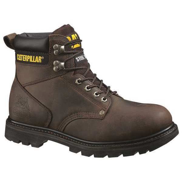 Cat Footwear Second Shift, Men's Work Boots, 12 W, Leather, 6 in Height, Dark Brown - P72593