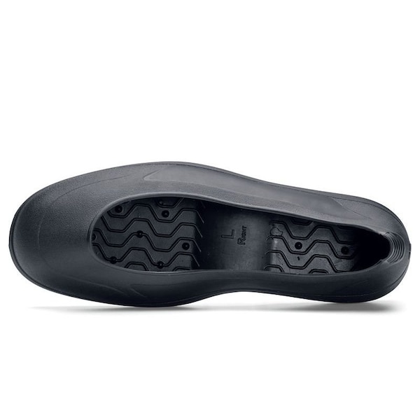 Shoes For Crews Overshoes, Plain Toe, Rubber, 2 in Height, Pull On Closure, SFC Mighty Grip Sole, Black, M - 50-M