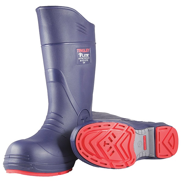 Tingley Flite Composite-Toe Rubber Boots, Chevron Plus Outsole, 15 in H, Knee, Blue, Men's, Size 9 - 26256
