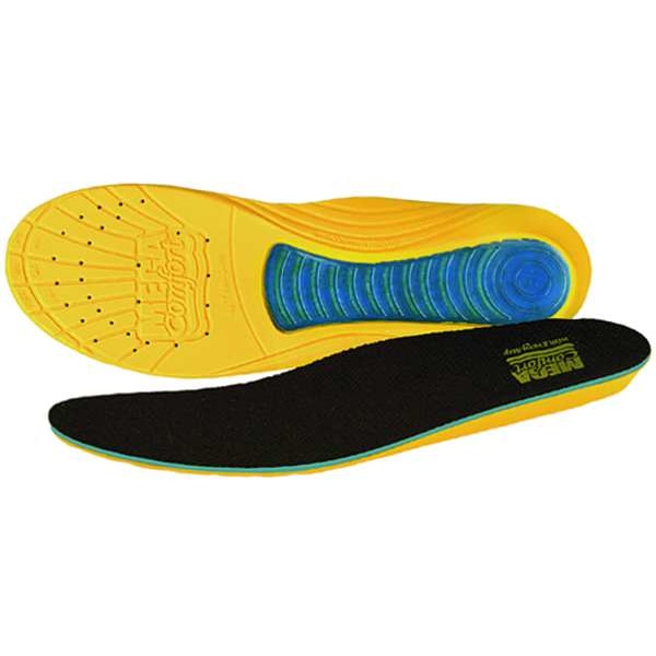 Megacomfort MegaSole Insole, Gel, Medium/High Arch Type, Yellow/Black, Men's 10-11, Women's 12-13, 1 Pair - MS