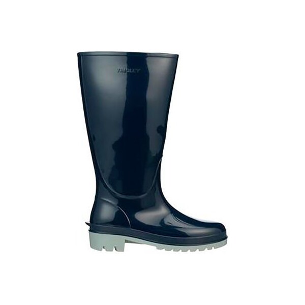 Tingley Profile Trim Fit Knee Boot, Women's Size 6, 14"H, PVC, Plain Toe, Cleated Outsole, Navy Blue - 51446.06