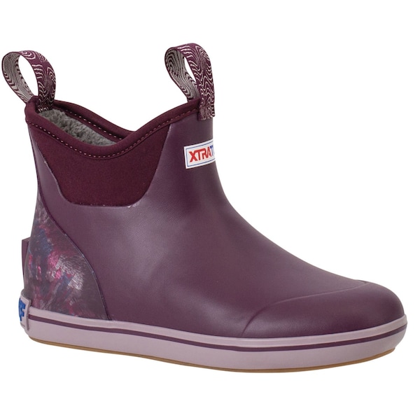 Xtratuf Women's Ankle Deck Boot, 6 M, Leather, 6 in H, Purple - XWAB5TP