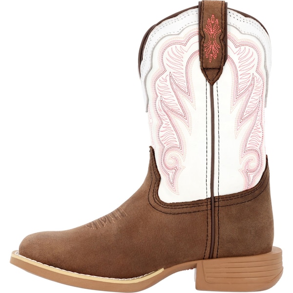 Durango Kids Western Boot, 9 M, Leather, 8 in H, Trail Brown/White - DBT0242C