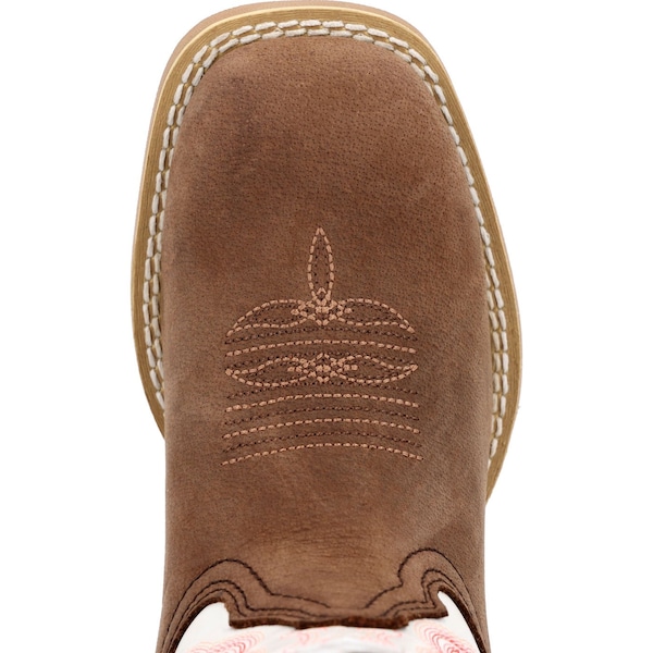 Durango Kids Western Boot, 9 M, Leather, 8 in H, Trail Brown/White - DBT0242C