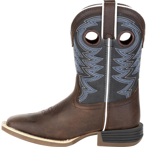 Durango Kids Western Boot, 11 M, Leather, 8 in H, Belgian Brown/Denim Blue - DBT0218C