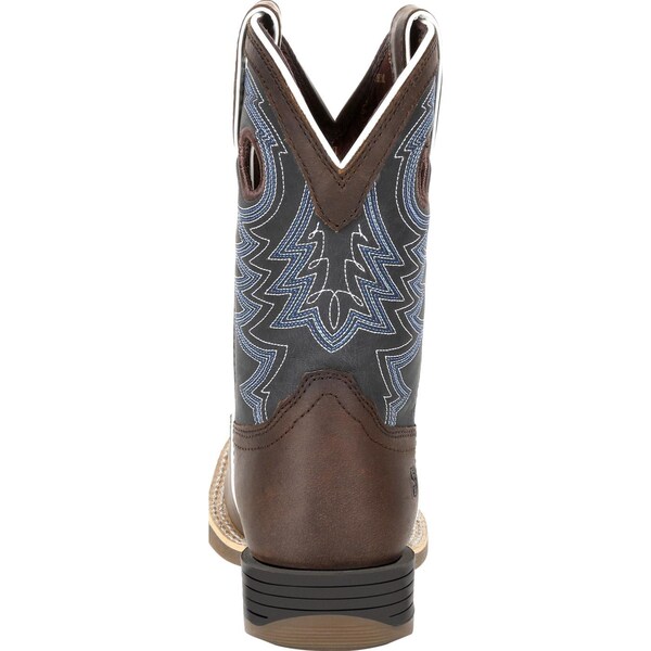 Durango Kids Western Boot, 11 M, Leather, 8 in H, Belgian Brown/Denim Blue - DBT0218C