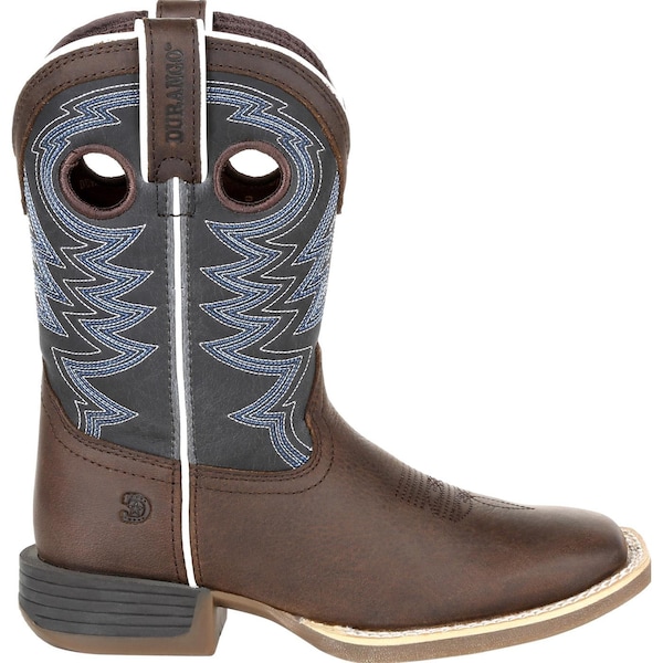 Durango Kids Western Boot, 11 M, Leather, 8 in H, Belgian Brown/Denim Blue - DBT0218C