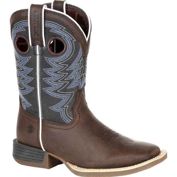 Durango Kids Western Boot, 11 M, Leather, 8 in H, Belgian Brown/Denim Blue - DBT0218C