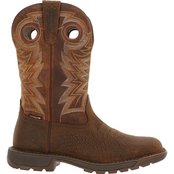 Rocky Waterproof Western Boot, 13 M, Leather, 11 in H, Brown - RKW0355