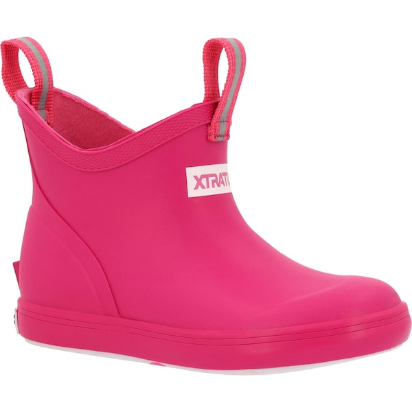 Xtratuf Kids Ankle Deck Boot, 9 M, Leather, 4 in H, Neon Pink - XKAB451C