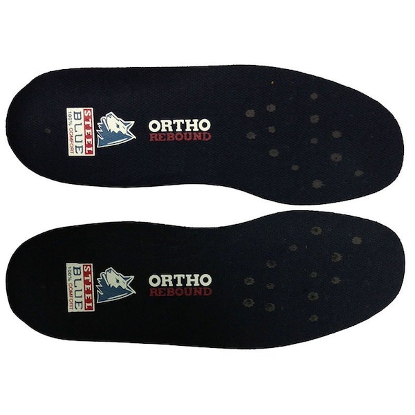 Steel Blue Ortho Rebound Footbed Insoles, Black, Size 12 - A-900021