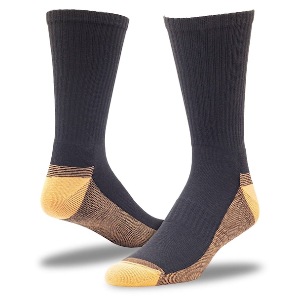 Railroad Sock Men's Copper Infused Crew Socks, Size 6-12 M, White/Copper, 1PR - 4002 BK