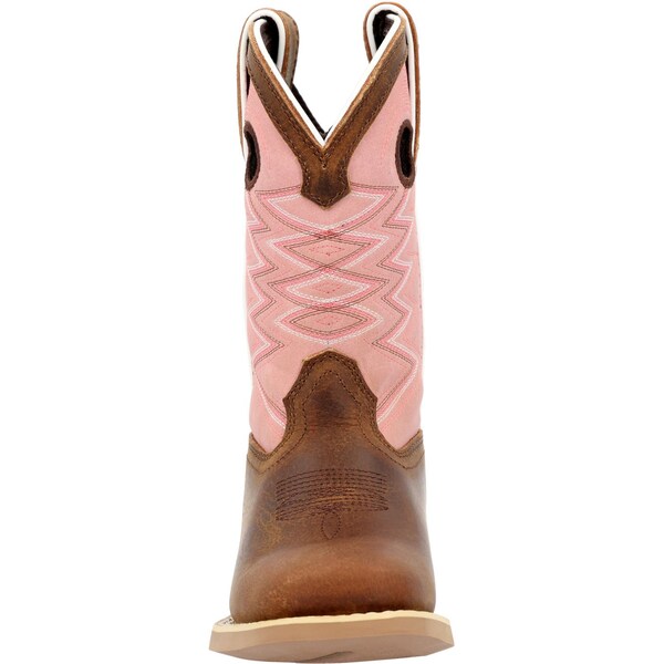 Durango Kids Western Boot, 6 M, Leather, 8 in H, Dark Chestnut/Bubble Gum - DBT0238Y