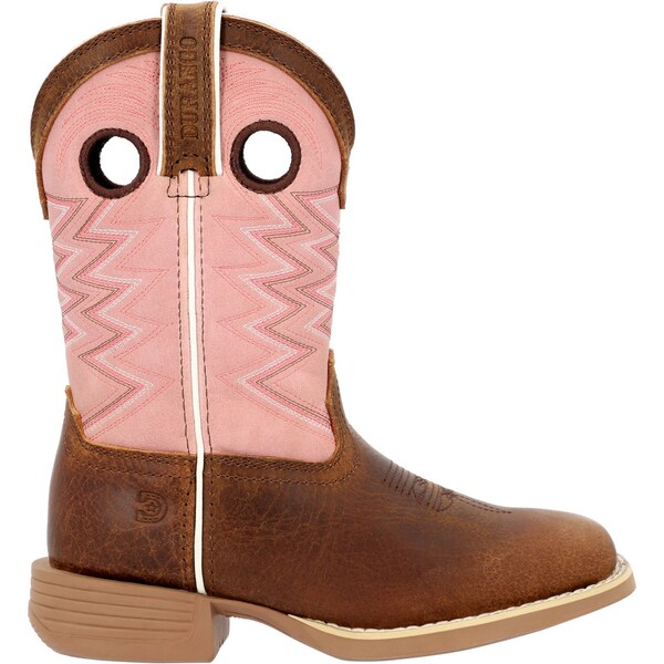 Durango Kids Western Boot, 6 M, Leather, 8 in H, Dark Chestnut/Bubble Gum - DBT0238Y