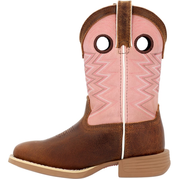 Durango Kids Western Boot, 6 M, Leather, 8 in H, Dark Chestnut/Bubble Gum - DBT0238Y