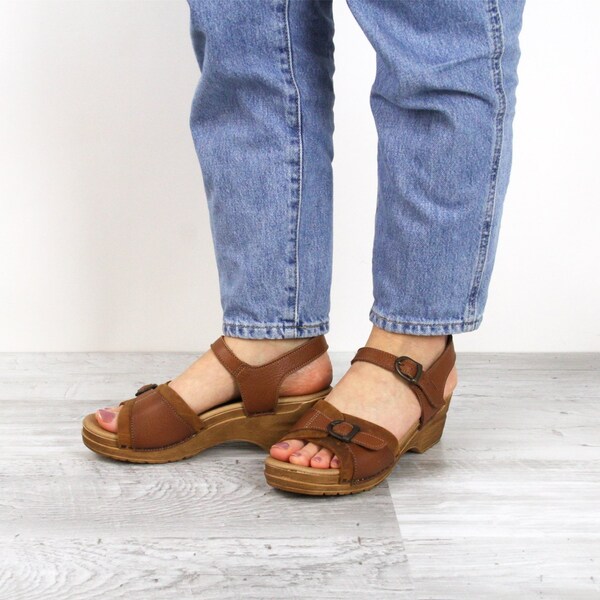 Sanita SORRENTO Women's Leather Sandal in Chestnut, Size 9.5-10, PR - 472281-003-41
