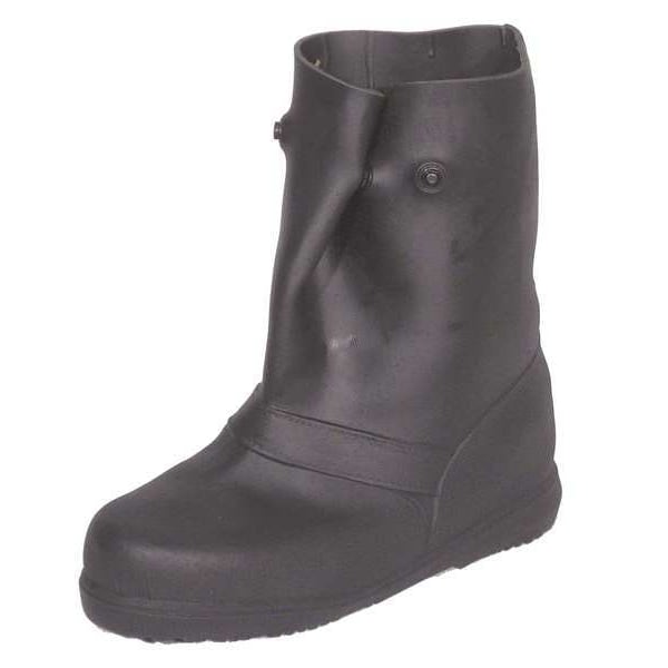 Treds Overboots Overboots, Plain Toe, Rubber, 12 in Height, Snap Tab Closure, Block-Tread Sole, Black, 2XL - 14854