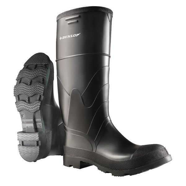 Dunlop Men's Rubber Boot, 7 Steel Toe, 15" H, Black, 8662200 - 8662200