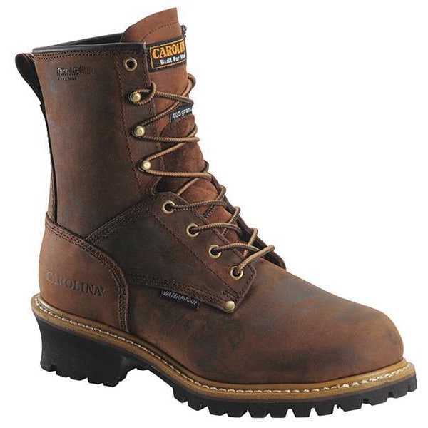 Carolina Shoe Insulated Elm, Men's Logger Boot, 11.5 D, Leather, 8 in Height, Brown - CA4821
