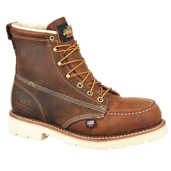 Thorogood Shoes Men's 6-Inch Work Boot, 11 1/2 D, Steel Toe, 6 in H, Brown, 804-4375 - 804-4375115D