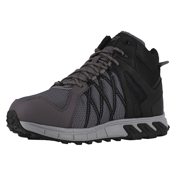 Reebok Men's Athletic High-Top Shoe, Alloy Toe, Microfiber/Mesh Upper, Rubber Outsole, Lace Up, Gray, 10 M - RB3404