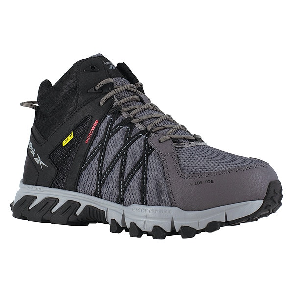 Reebok Men's Athletic High-Top Shoe, Alloy Toe, Microfiber/Mesh Upper, Rubber Outsole, Lace Up, Gray, 10 M - RB3404