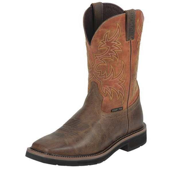 Justin Original Workboots Stampede, Men's 11 in Composite Toe Western Boot, Brown, 14, EE, WK4812 - SE4812
