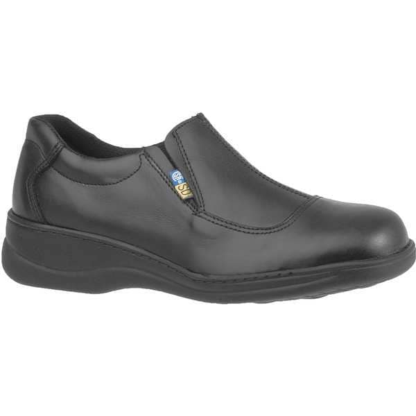 Mellow Walk Women's Loafer Shoe, Steel Toe, Leather Upper, Polyurethane Outsole, Slip On, Black, 9 E - 4085 : 9E