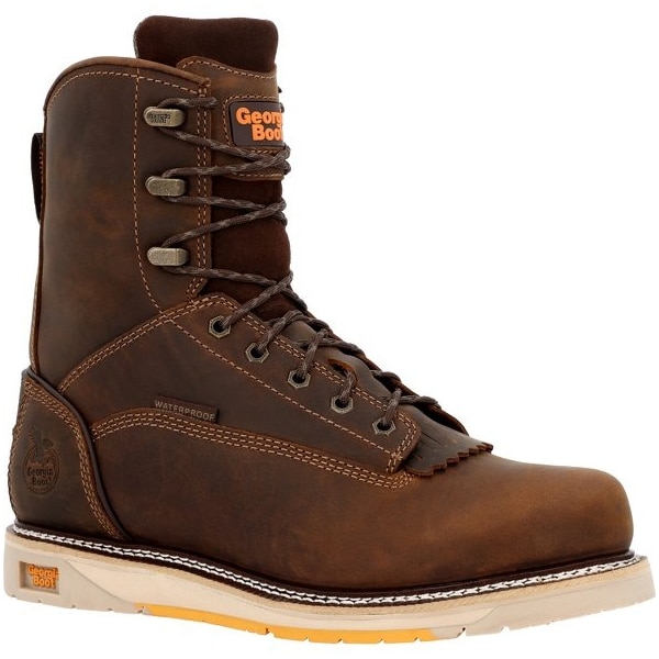 Georgia Boot AMP LT, Waterproof Wedge Work Boot, 9 M, 8 in Height, Brown - GB00593  M  090
