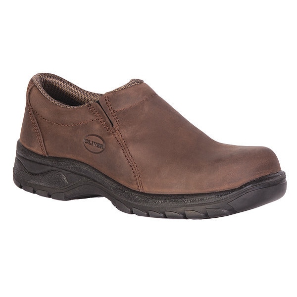 Oliver By Honeywell Women's Loafer Shoe, Steel Toe, Leather Upper, Rubber Outsole, Pull On, Brown, 10 D - 49431-BRN