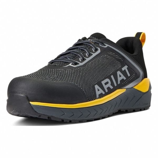 Ariat Men's Athletic Shoe, Composite Toe, Mesh, TPU Upper, Lace Up, Charcoal/Yellow, 9 EE - 10040319