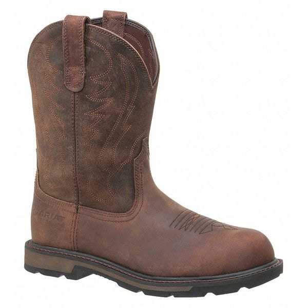 Ariat Men's Western Boot, 10 1/2 D, Steel Toe, 10" H, Brown, 10014241 - 10014241