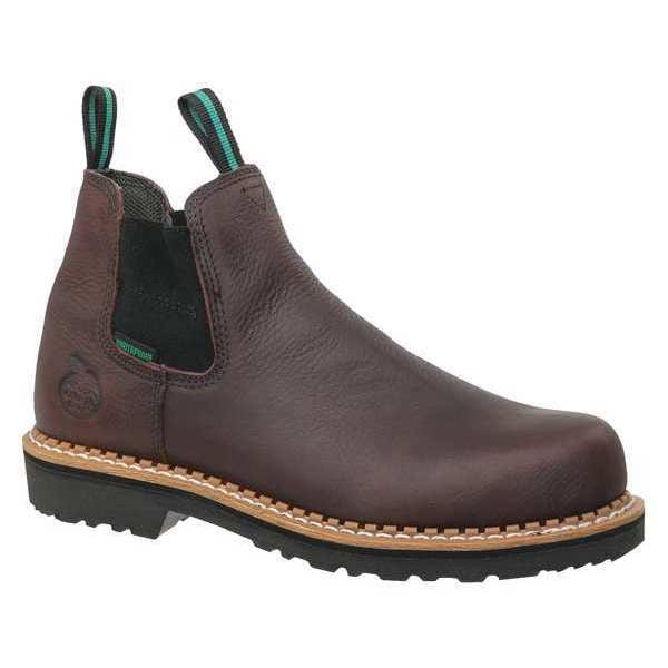 Georgia Boot Men's Waterproof Chelsea Work Boot, 10.5 W, Steel Toe, 5 in H, Soggy Brown, GR530 - GR530