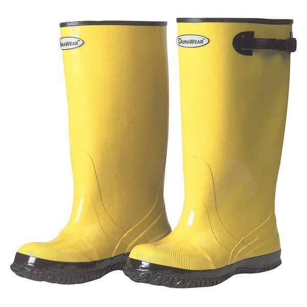 Zoro Select Overboots, Plain Toe, Rubber, 17 in Height, Bar Grip Sole, Yellow, 13 - 151013