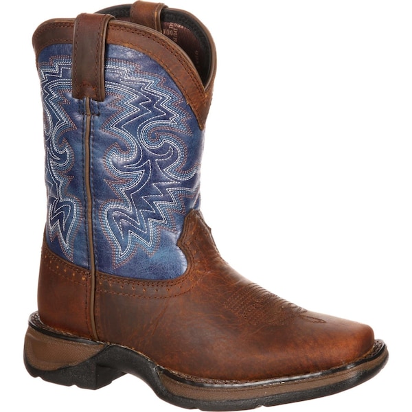 Durango Kids Western Boot, 12 M, Leather, 8 in H, Dark Brown/Blue - DWBT052
