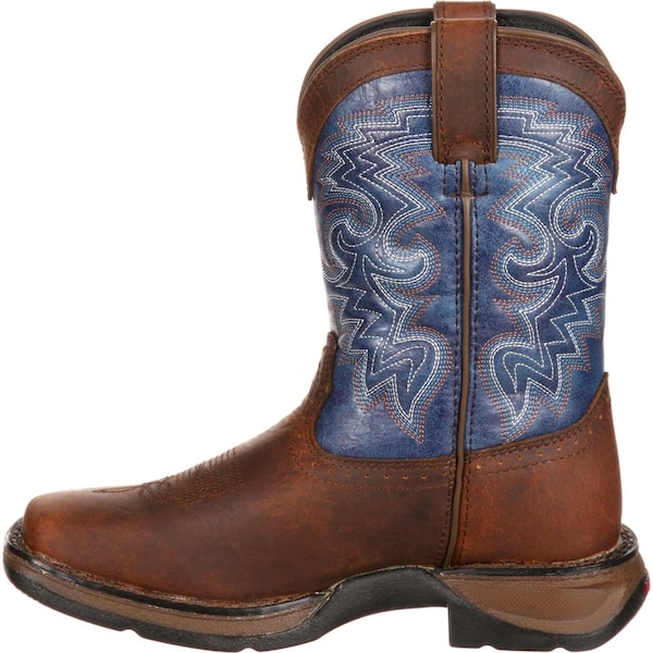 Durango Kids Western Boot, 12 M, Leather, 8 in H, Dark Brown/Blue - DWBT052