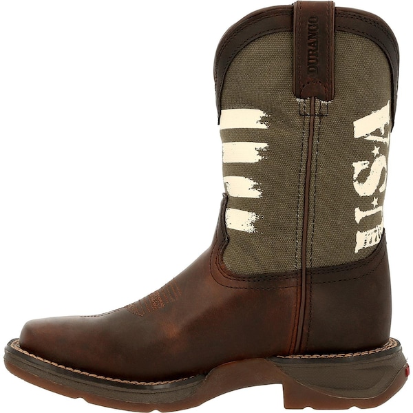 Durango Kids Western Boot, 4.5 M, Leather, 8 in H, Brown/Army Green - DBT0232Y