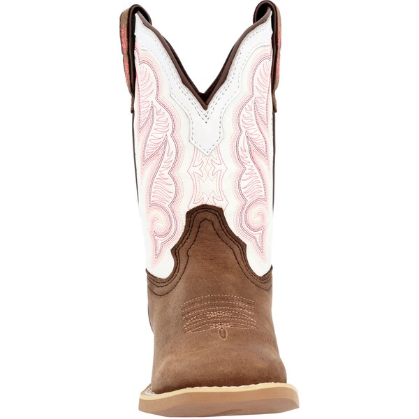 Durango Kids Western Boot, 4 M, Leather, 8 in H, Trail Brown/White - DBT0242Y