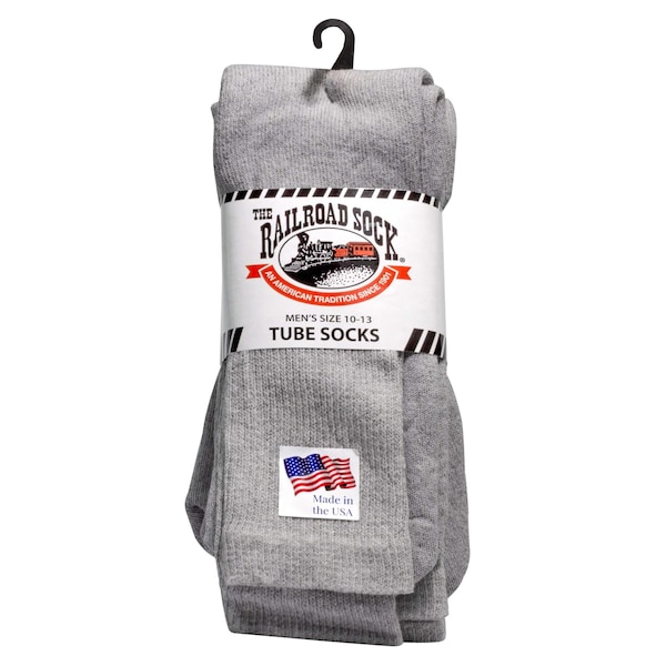 Railroad Sock Men's Tube Socks, Size 6-14 Pair M, Grey, 3PK - 6056