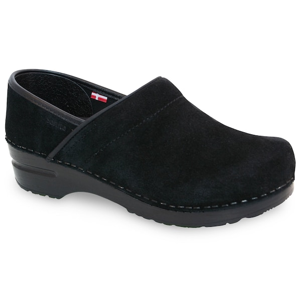 Sanita NINA Women's Suede Leather Closed Back Clog in Black, Size 4.5-5, PR - 471106-002-36